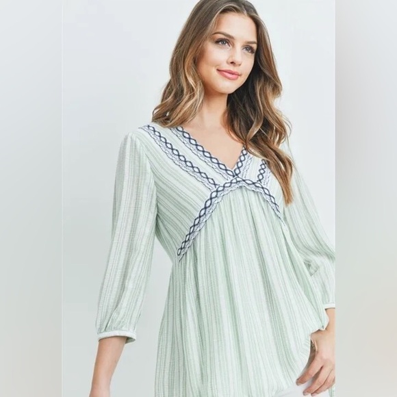 ✨🆕 NWT L. Love Striped textured striped tunic top Womens size 2XL - Picture 2 of 12